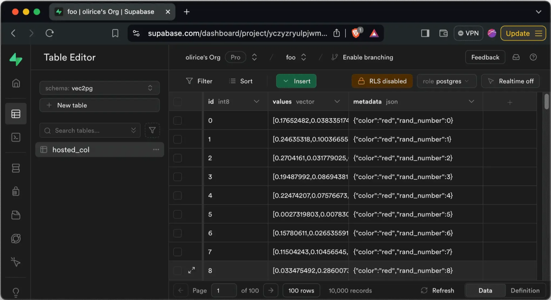 pgvector similarity search interface inside PostgreSQL