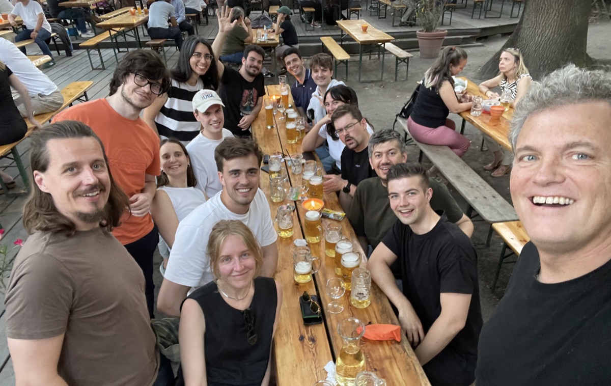 The cognee team at a beer garden table in Berlin